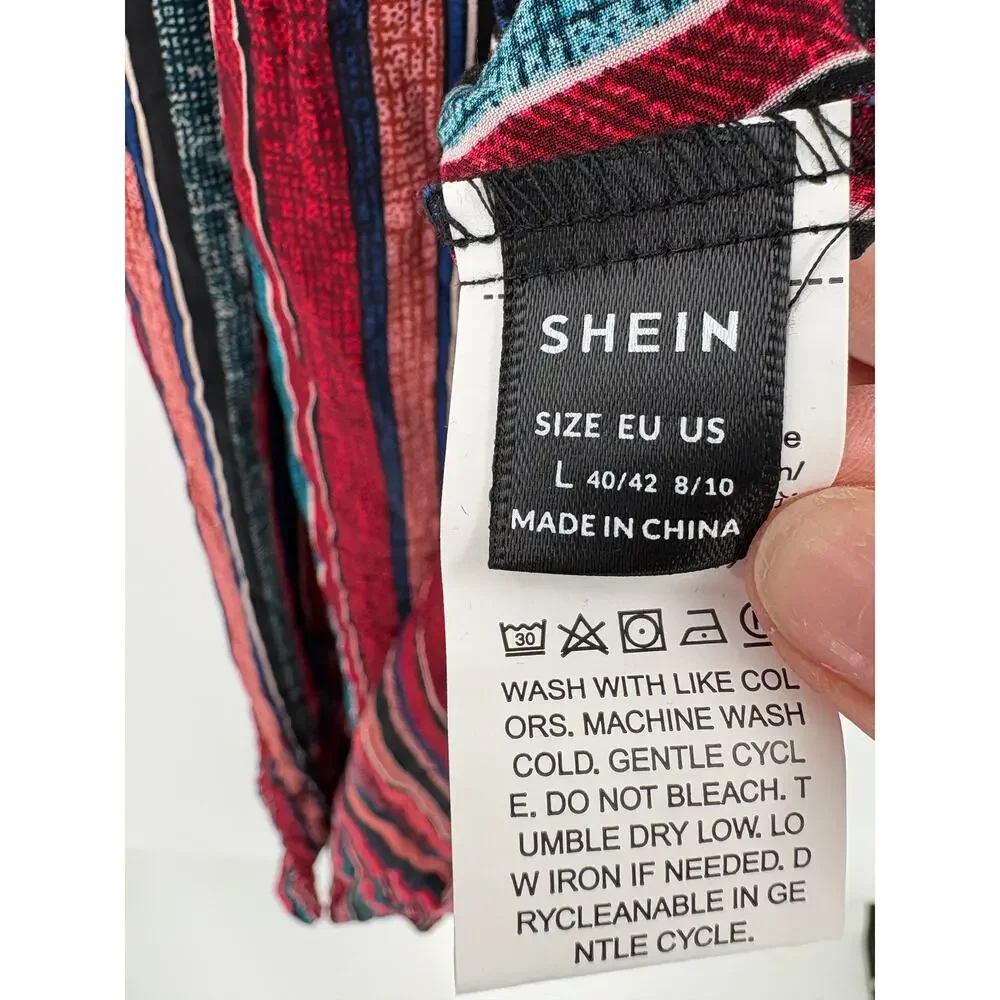 2/$30 SHEIN Maxi Dress Size L Halter Summer Resort Wear Tie - Picture 4 of 5
